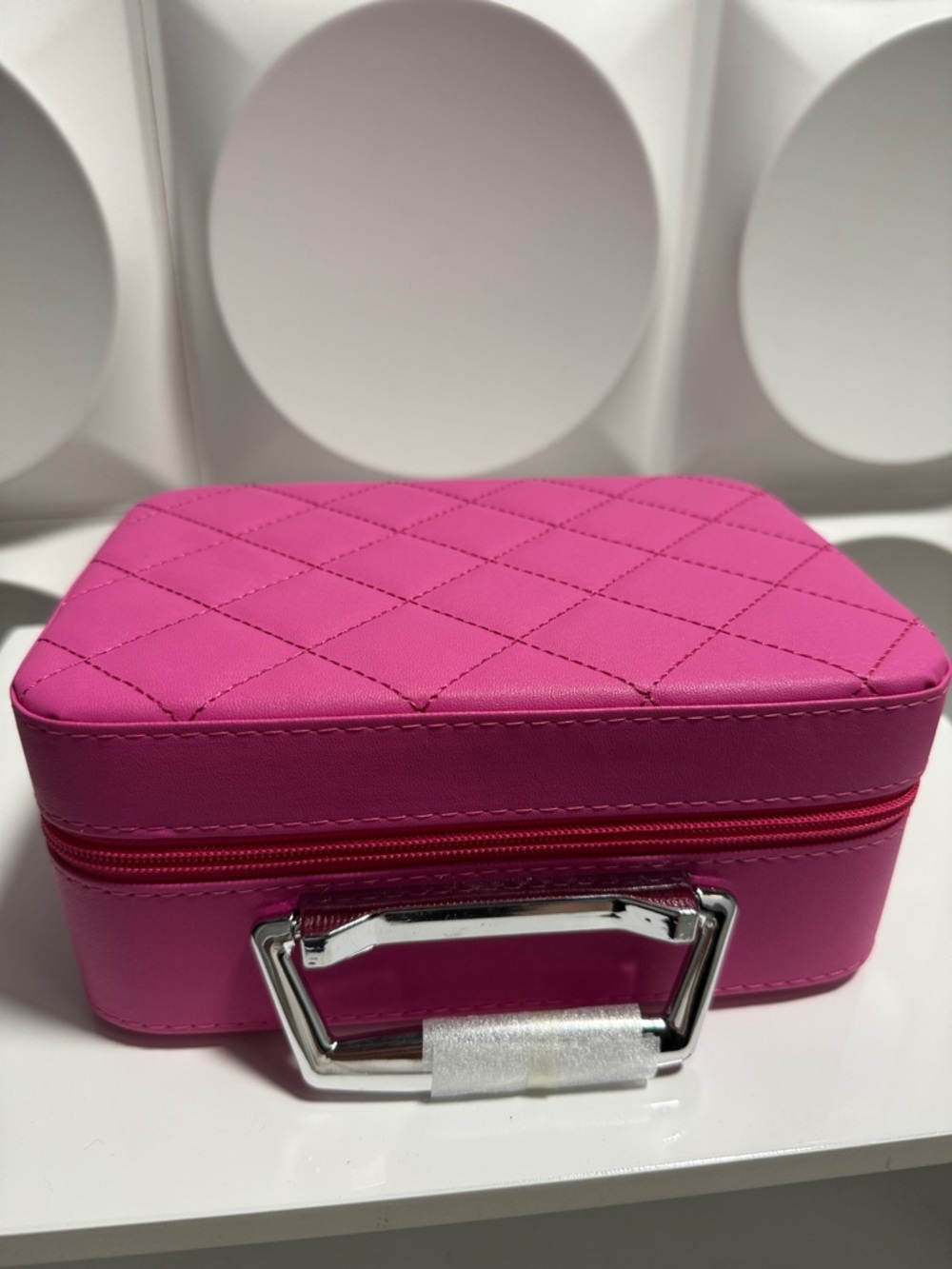Quilted Pink Travel Makeup Case - Women Bags